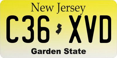 NJ license plate C36XVD