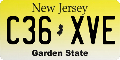 NJ license plate C36XVE