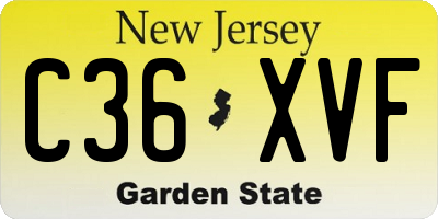 NJ license plate C36XVF