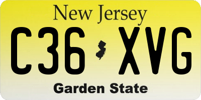 NJ license plate C36XVG