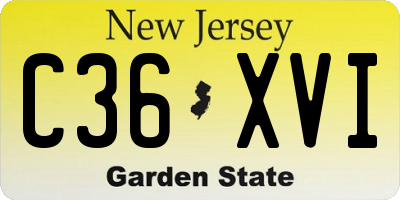 NJ license plate C36XVI