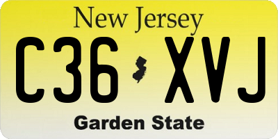 NJ license plate C36XVJ
