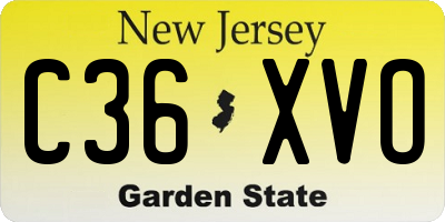 NJ license plate C36XVO