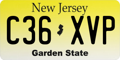 NJ license plate C36XVP