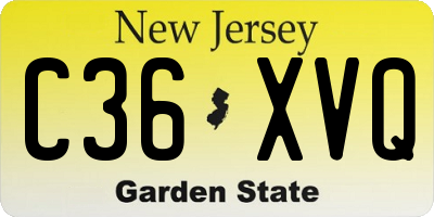 NJ license plate C36XVQ
