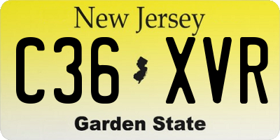 NJ license plate C36XVR