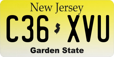 NJ license plate C36XVU