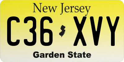 NJ license plate C36XVY