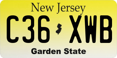 NJ license plate C36XWB