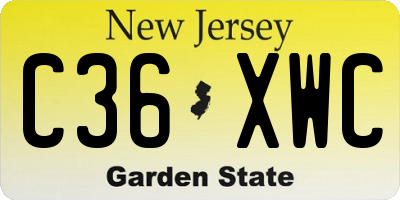 NJ license plate C36XWC