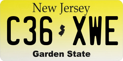 NJ license plate C36XWE