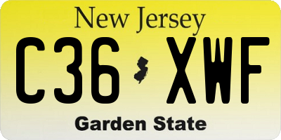 NJ license plate C36XWF