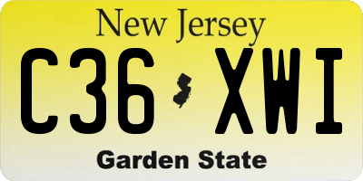 NJ license plate C36XWI