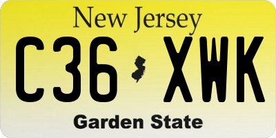 NJ license plate C36XWK