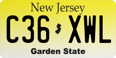 NJ license plate C36XWL