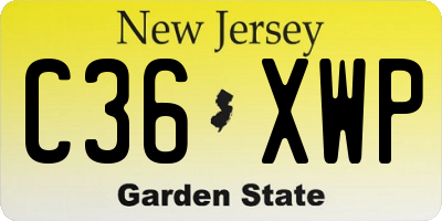 NJ license plate C36XWP