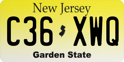 NJ license plate C36XWQ