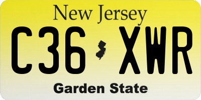 NJ license plate C36XWR