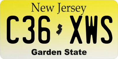 NJ license plate C36XWS