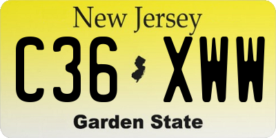NJ license plate C36XWW