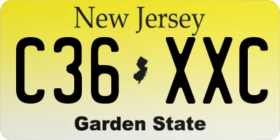 NJ license plate C36XXC