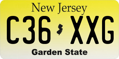 NJ license plate C36XXG