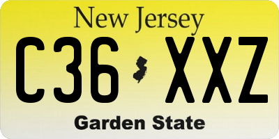 NJ license plate C36XXZ