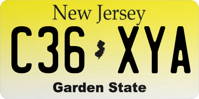 NJ license plate C36XYA