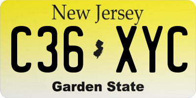 NJ license plate C36XYC