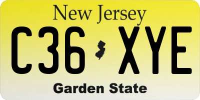 NJ license plate C36XYE