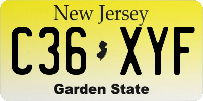 NJ license plate C36XYF