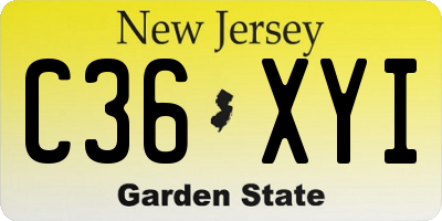 NJ license plate C36XYI