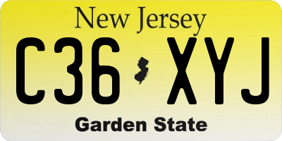 NJ license plate C36XYJ