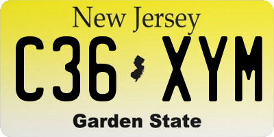 NJ license plate C36XYM