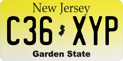 NJ license plate C36XYP