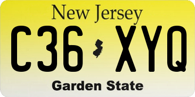 NJ license plate C36XYQ