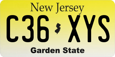 NJ license plate C36XYS