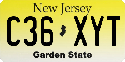 NJ license plate C36XYT