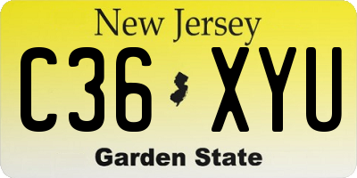NJ license plate C36XYU