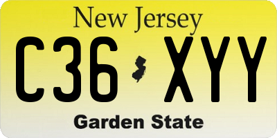 NJ license plate C36XYY