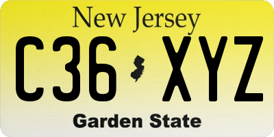 NJ license plate C36XYZ