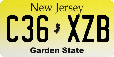 NJ license plate C36XZB