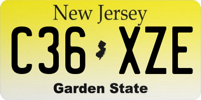 NJ license plate C36XZE