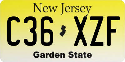 NJ license plate C36XZF
