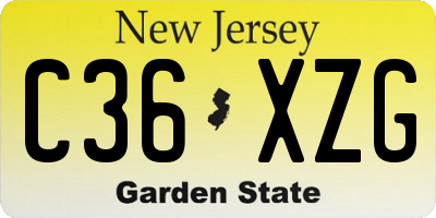 NJ license plate C36XZG