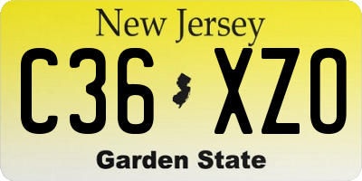 NJ license plate C36XZO