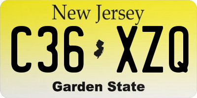NJ license plate C36XZQ