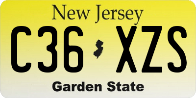 NJ license plate C36XZS