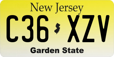 NJ license plate C36XZV