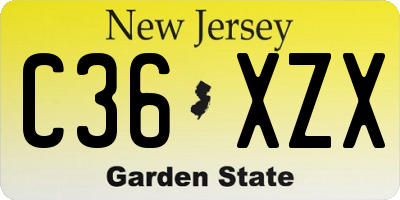 NJ license plate C36XZX